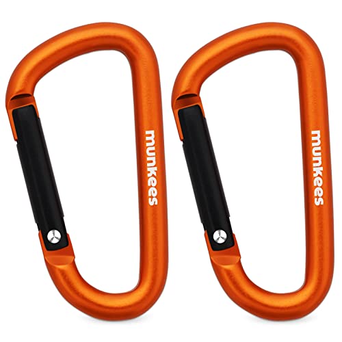 Mini Aluminum Carabiner Clip Keychain - 2 Pack, Small Orange