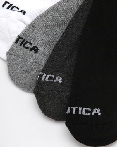 Nautica Men’s Low Cut Cushioned No-Show Socks 8-Pack | Black/Gray/White