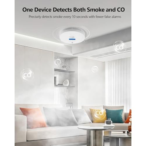 Smoke and Carbon Monoxide Detector, 10 Year Battery Operated Combo Smoke Alarm and CO Monitor with Digital Display and LEDs, Portable Combination Detector for Home and Travel