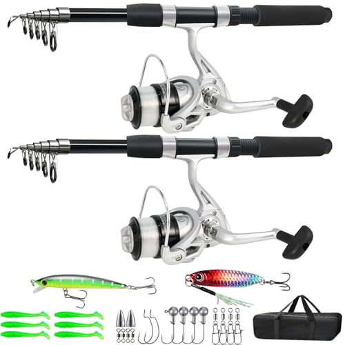 MNCIRISETOU 2.1M/6.89FT Telescopic Fishing Pole Combo with Reels & Bag