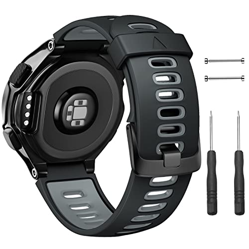 NotoCity Black-Grey Silicone Sport Watch Band Compatible with Forerunner 220/230/235/620/630/735XT & Approach S20/S5/S6