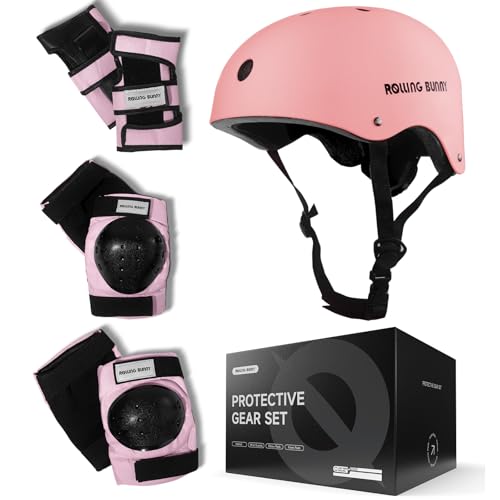 Skating Protective Gear Set - Helmet, Knee Pads, Elbow Pads & Wrist Guards - Pink