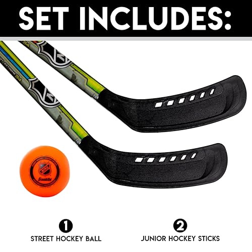 Kids Street Hockey Stick Set - 2 Youth Sticks & 1 Ball