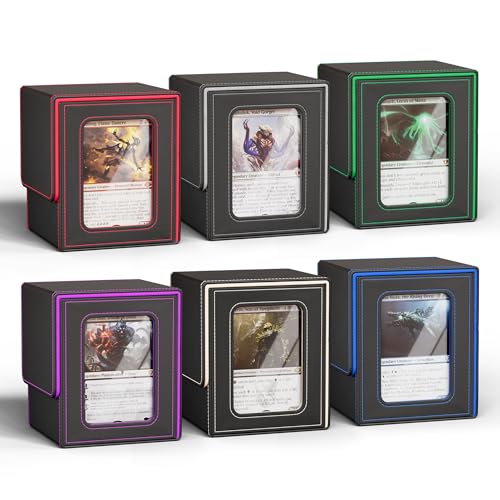 UAONO 6-Pack Card Deck Box for MTG Commander Fits 100 Double-Sleeved Cards, Color Variants