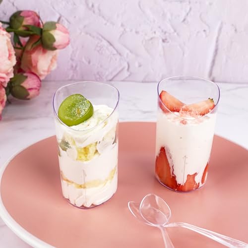 Legredic 50 Pack 3 oz Plastic Dessert Cups with Spoons - Clear Tasting Cups for Parties & Catering