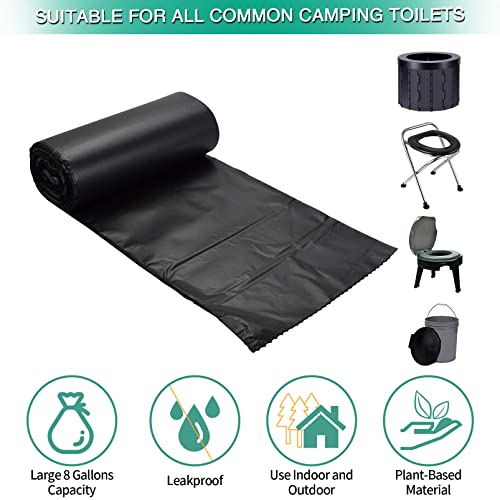 80/60/20 Portable Camping Toilet Bags 100% Compostable 8 Gallon Use