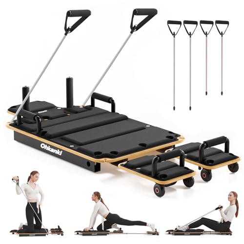 Wooden Pilates Reformer Machine for Home Workout - Black