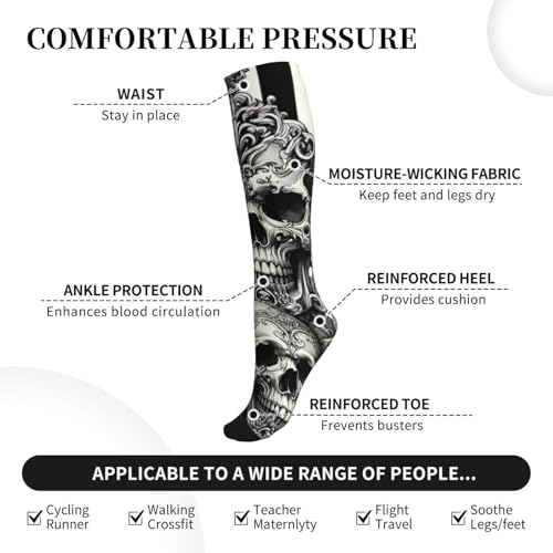 Skull Pattern Halloween Compression Socks for Men & Women