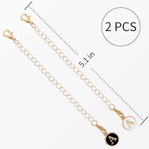 Initial Letter Charm for Tumbler Handles - 2 Pcs Set, Round Black+White - A