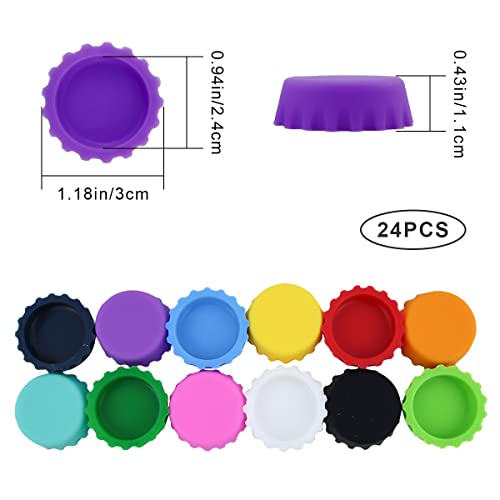 24-Pack Silicone Bottle Caps - Reusable for Beer, Soda & Wine