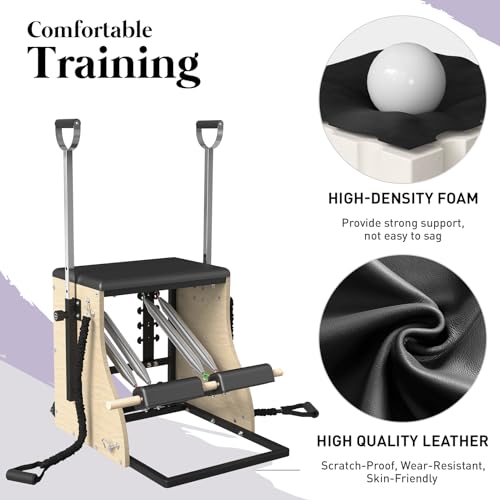 Wunda Pilates Chair with Resistance Bands & Split Pedals - X-Large