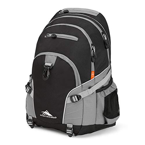 High Sierra Loop Backpack with Tablet Sleeve - Travel & Work Bookbag, Black/Charcoal, One Size