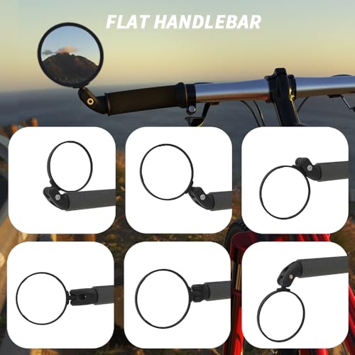 Bike Mirrors - HD Glass Convex Lens Rearview Mirror 3" for Flat or Drop Bar Bike, 2PCS