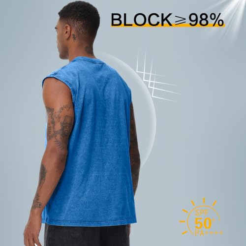 Men's Cotton Sleeveless Tank Top - Muscle Gym Workout T-Shirt, Beach & Running, XL Army Green/Blue/Coffee/Black