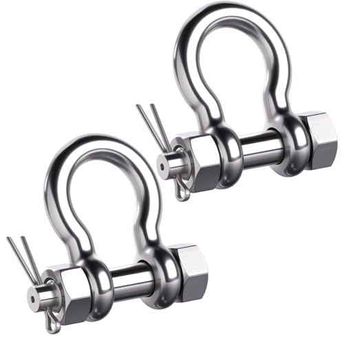 316 Stainless Steel Bow Shackle - Heavy Duty 3/8 Inch with Cotter Pin
