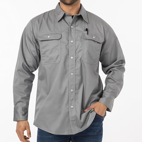 JKSafety 7oz FR Shirts for Men Women ARC 2 Fire Resistant Welding Shirts FRC Long Sleeve Safety Workwear