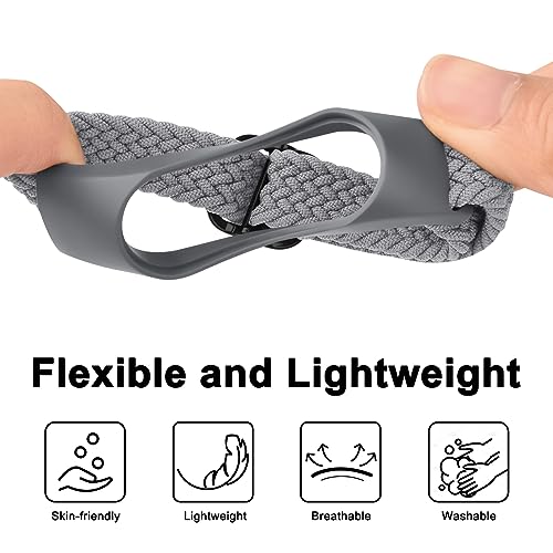Soft Braided Nylon Bands for Xiaomi Mi Band 7/6/5/4/3 - 2 Pack Black+Gray