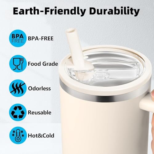 40 oz Leak Proof Replacement Lid for Stanley Cup with Flip Straw