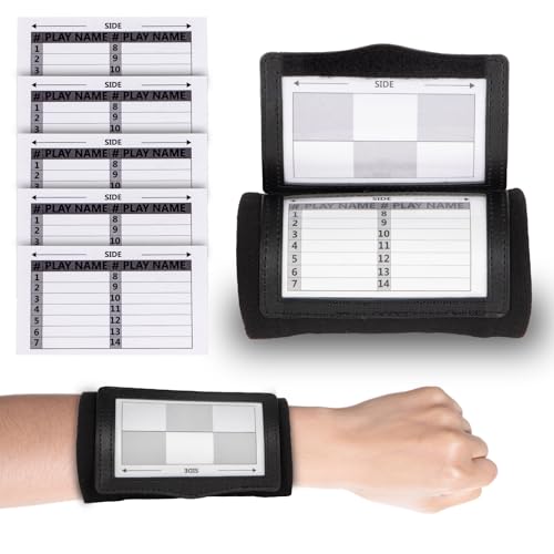 Football Wristbands with 5 Playbook Cards - Black, 1 Pack