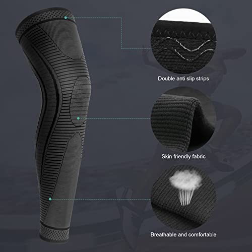 Ruilaibao Black Large Full Leg Compression Sleeves Support for Knee, ACL, PCL, Meniscus, Arthritis, Tendinitis