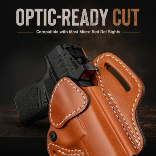 KAYCQYIN Leather OWB Pancake Holster for G19/G17 Gen 3-6, Optic Ready, Right Hand, Brown
