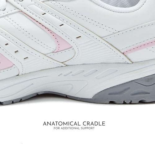 Womens Sneakers with Arch Support - 9.5 Wide Bright White/Pink