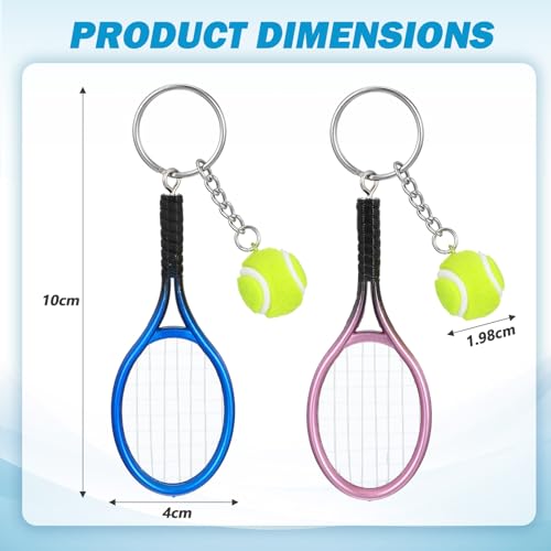 Mini Tennis Racket Keychain Set - Blue & Purple Accessories