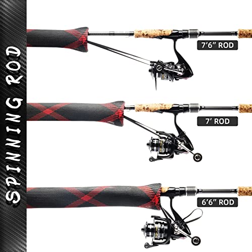 Fishing Rod Sock - 67'' Braided Mesh Cover for Casting Rods 2pcs - Black/Red