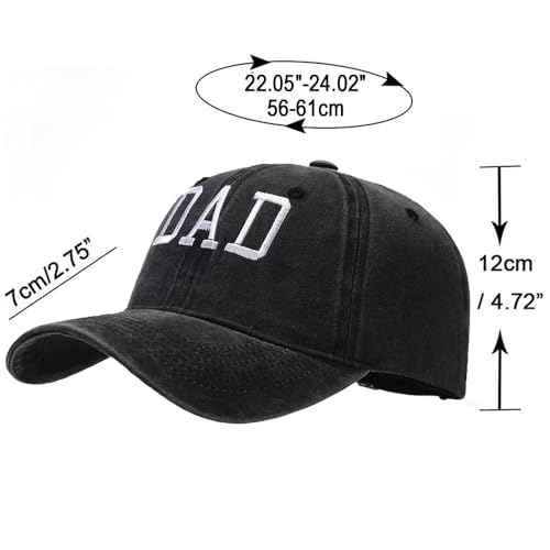 Vintage Distressed Baseball Cap - Adjustable Dad Hat - Black