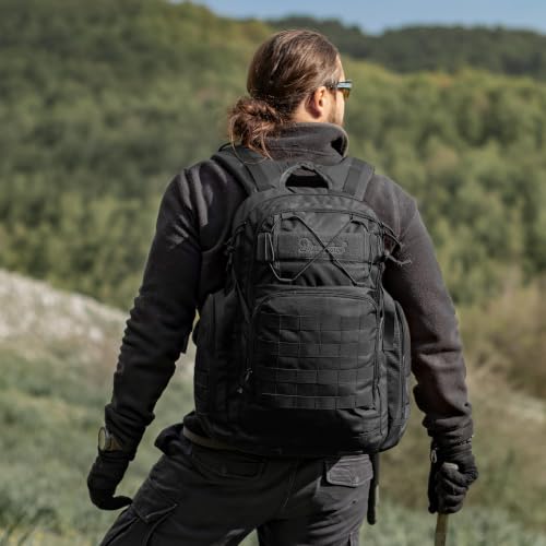 Mardingtop 40L Tactical Backpack Black – Large 3-Compartment Molle Rucksack for Hiking Gear