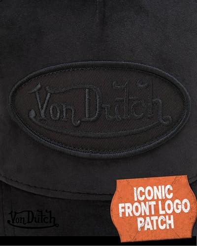 Von Dutch Unisex Velvet Trucker Hat - One Size Black Patched, Mesh Back Snapback