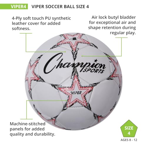 Viper Soccer Ball - TPU Soft-Touch Training Ball for Indoor/Outdoor Play - Sizes 3, 4, 5