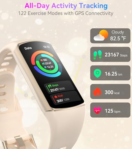 Smart Watch Fitness Tracker - 24/7 Health Monitor, IP68 Waterproof - Champagne Gold