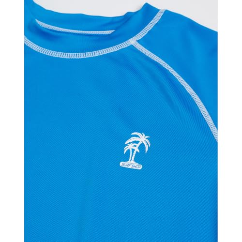 Boys Rash Guard Swim Shirt UPF 50+ Short Sleeve - 14-16 Royal