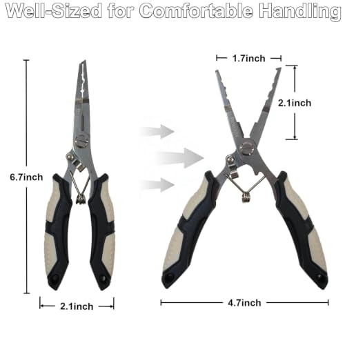 Fishing Pliers 6.7" Multi-Tool with Safety Lock & Extended Reach