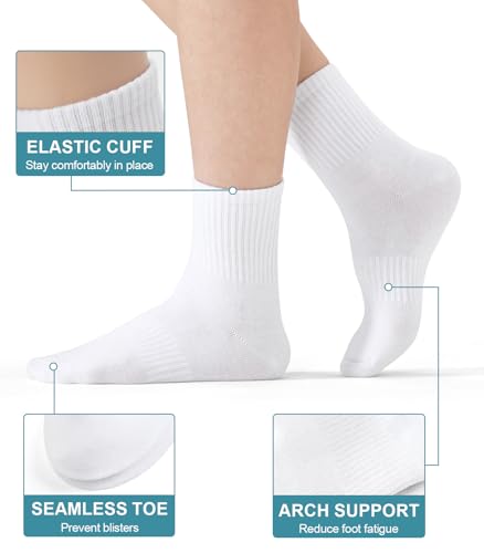Soft Cotton Striped Crew Socks for Daily Running - 4 Pairs Grey