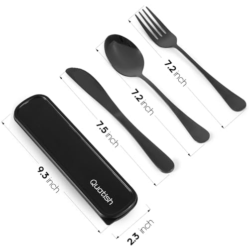 Stainless Steel Travel Utensils Set with Case - Black