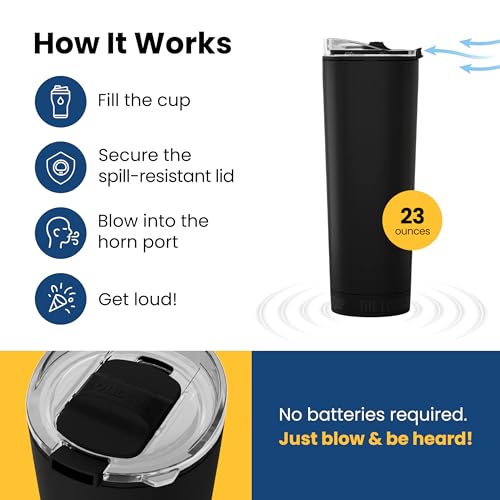 23 oz 2-in-1 Water Bottle & Noisemaker - Jet Black