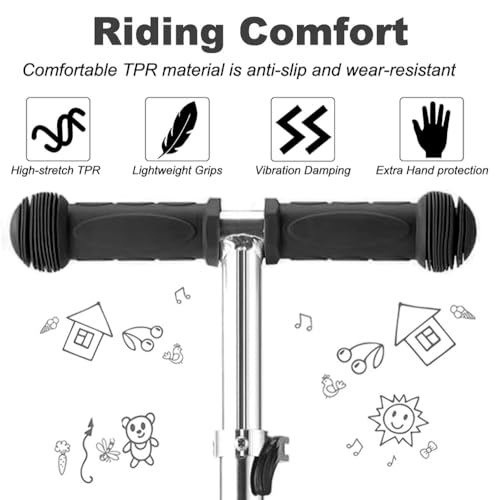 Scooter Grips for Kids - Soft TPR Handlebar Grips 22.2mm - Black