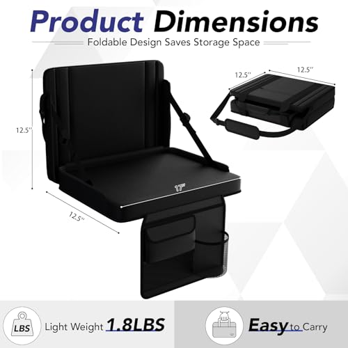 Adjustable Stadium Seat with Back Support & Cushion - Portable Bleacher Chair