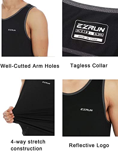 Men's Quick Dry Tank Top UPF 50+ Workout Shirt Large Black - Gym & Running