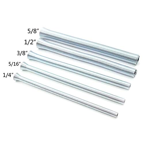 5 Pack Spring Tube Bender Set 1/4'', 5/16'', 3/8'', 1/2'' and 5/8'' for Copper, Aluminum and Thin Wall Steel Tubing Bender Kit, 8.27" / 210mm Length