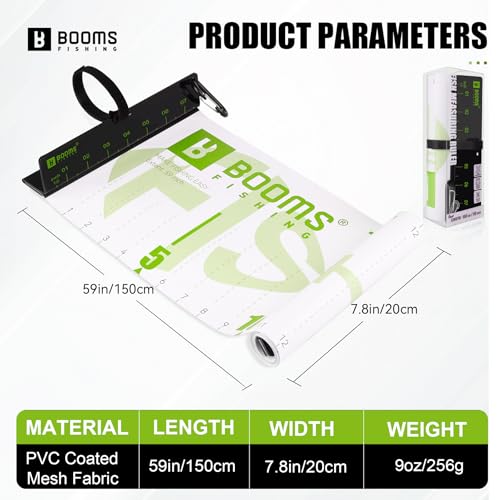 Booms Fishing 59” Green Ruler with Bump Board - Measuring Tape for Large Fish