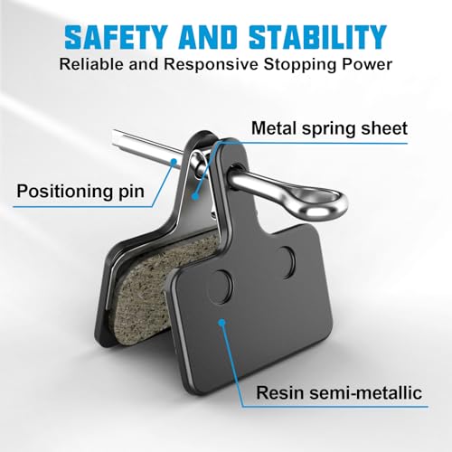 4 Pairs Resin Semi-Metallic Bicycle Disc Brake Pads for Mountain Bikes
