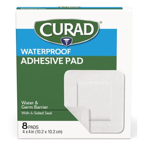 Waterproof Adhesive Wound Pads - 4 x 4 Inch Sterile Bandage - 8 Count