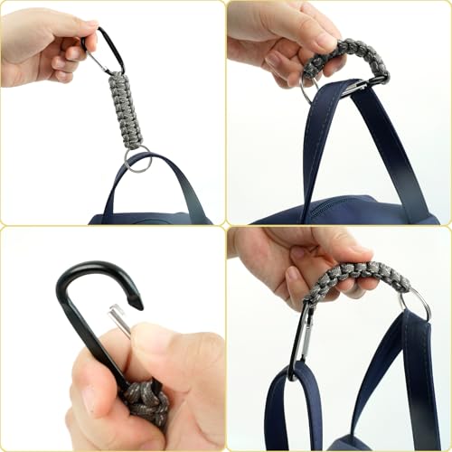 6-Piece Paracord Keychain Set - Heavy-Duty Carabiner Clips