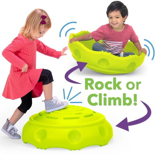 Wobble Disk and Climbing Dome for Kids - Indoor/Outdoor - 1 Pack - Lemon Yellow