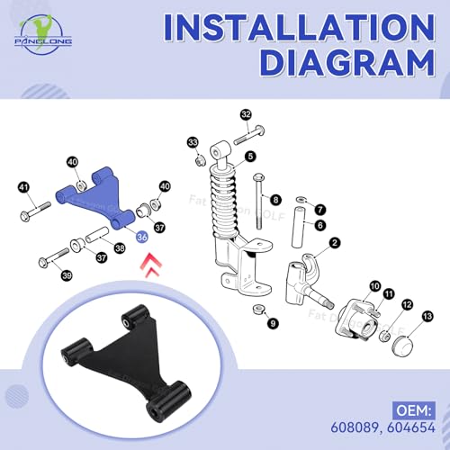 Panglong EZGO RXV Front Control A-Arm Assembly for Golf Cart Suspension Replacement