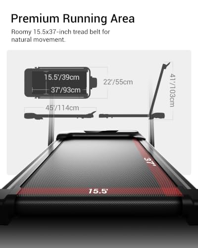 Foldable Under Desk Treadmill with 15% Incline - 2.5HP Motor, 300lbs Capacity