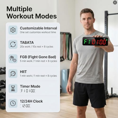 7-Inch LED Workout Timer for HIIT & Boxing - Rechargeable
